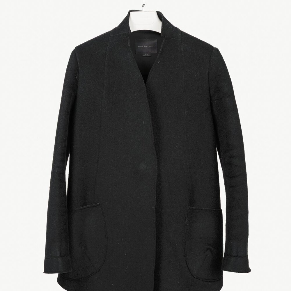 Marie Saint Pierre Black Boiled-Wool Blazer